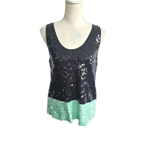 J. Crew Navy & Aqua Sequin Tank Top - Picture 2 of 9